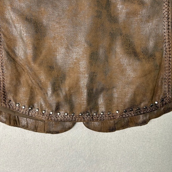 Reba McEntire Leather Jacket Womens Small Brown Western Country Vegan Studded - Picture 8 of 11